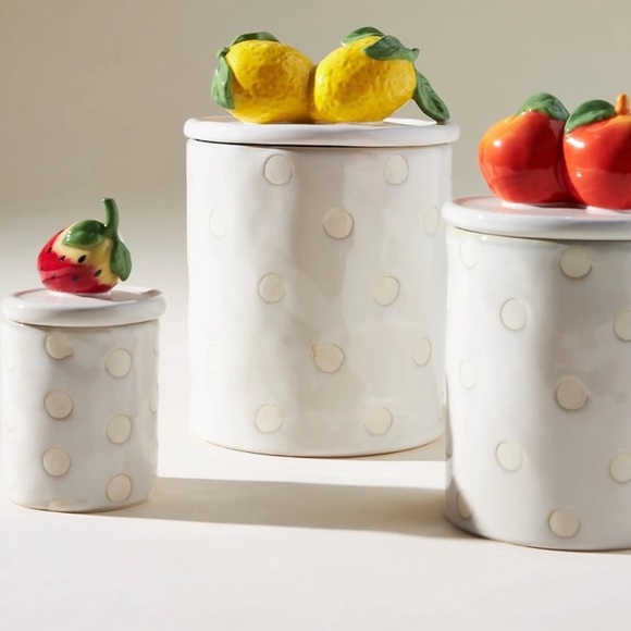Anthropologie BRAND NEW, Fruta Canister in Red Motif - Picture 3 of 3
